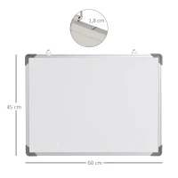 HOMCOM Quadro Magnético Quadro Magnético de Parede Incluí 10 Ímás 1 Apagador e 4 Marcadores 60x45 cm Branco(m-3)