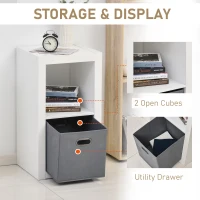 HOMCOM 2-Tier Storage Shelf Bookshelf Display Cabinet Double Cube Shelving Unit w/ Fabric Drawer Home Office Furniture White(m-4)