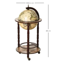 HOMCOM Retro Globe Drink Cabinet MDF w/ Wheels Brown(m-3)