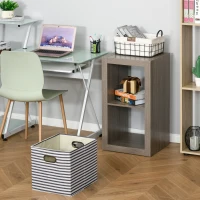 HOMCOM 2-Tier Storage Shelf Bookshelf Display Cabinet Double Cube Shelving Unit with Fabric Drawer, Grey(m-14)