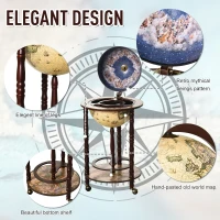 HOMCOM Retro Globe Drink Cabinet MDF w/ Wheels Brown(m-6)