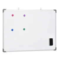 HOMCOM Quadro Magnético com Bandeja 10 Ímás 1 Apagador e 4 Marcadores 90x60cm Branco(m-8)