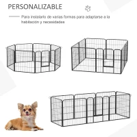 HOMCOM Parque Mascotas Valla 8 Piezas 80x80cm + Puerta Entrenamiento Perros(m-4)