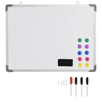 HOMCOM Quadro Magnético Quadro Magnético de Parede Incluí 10 Ímás 1 Apagador e 4 Marcadores 60x45 cm Branco(m-1)