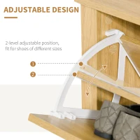 HOMCOM Narrow Shoe Cabinet, Space Saving Shoe Storage Cabinet with 2 Flip Drawers and Adjustable Shelves for 12 Pairs of Shoes for Hallways and Living Room, Natural Wood Finish(m-5)