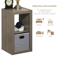 HOMCOM 2-Tier Storage Shelf Bookshelf Display Cabinet Double Cube Shelving Unit with Fabric Drawer, Grey(m-7)