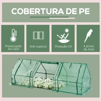 Outsunny Estufa de Jardim Terraço 270x90x90 cm Tipo Casa Tubo de Aço com 3 Janelas Estufa Pequena para Cultivo de Plantas Verde(m-4)
