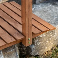 Outsunny Most ogrodowy 1,5 m, drewniany most, przejście, drewniana kładka, most stawowy, most ozdobny balustradą, lina, obciążenie do 200 kg, lite drewno, kolor naturalny(m-5)