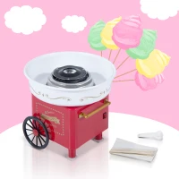 HOMCOM Electric Cotton Candy Maker Candy Floss Machine Cart Kitchen DIY 450W Red(m-1)