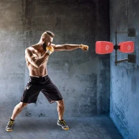 HOMCOM worek treningowy obrotowy worek bokserski z ramieniem do montażu ściennego urządzenie do ćwiczenia boksu stal sztuczna skóra kolor czerwony 82 x 65 x 14 cm | Aosom(m-4)