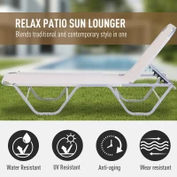 Outsunny Garden Lounger Relaxer Recliner w/ 5-Position Adjustable Backrest Pool Sun Bathing，84B-386CW-White(m-5)
