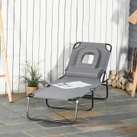 Outsunny Folding Sun Lounger Reclining Chair w/ Pillow Reading Hole Garden Beach(m-14)