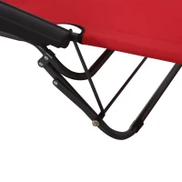 Outsunny 2 in 1 Sun Lounger Folding Reclining Chair Garden Outdoor Camping Adjustable Back with Pillow, Red(m-9)