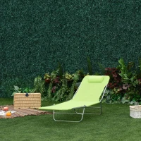 Outsunny Single Folding Sun Lounger - Green(m-10)