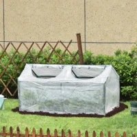 Outsunny Mini Greenhouse Portable Flower Planter Tomato Vegetable House for Garden Backyard with Zipper 120 x 60 x 60 cm, White(m-10)