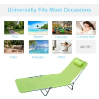 Outsunny Single Folding Sun Lounger - Green(m-7)