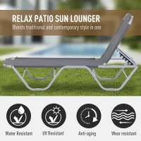 Outsunny Sun Lounger Relaxer Recliner w/ 5-Position Adjustable Backrest Pool Sun Bathing(m-4)