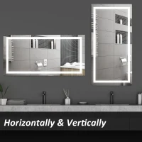 HOMCOM Wall Mounted Bathroom LED  Illuminated Mirror Sensor Anti-Fog Heated- 120W x 60H X 4D cm(m-6)