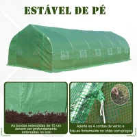 Outsunny Estufa Tipo Túnel 800x300x200cm com 12 Janelas e Porta Enrolável Cobertura de PE 140g/m² e Aço Teto Pontiagudo para Cultivo de Plantas Verduras Verde(m-4)