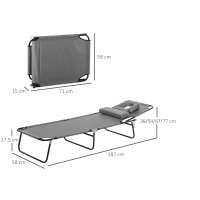 Outsunny Folding Sun Lounger Reclining Chair w/ Pillow Reading Hole Garden Beach(m-3)