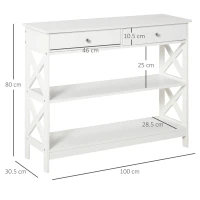 HOMCOM Console Table Sofa Desk w/ Shelves Drawers for Living Room Entryway Bedroom(m-3)