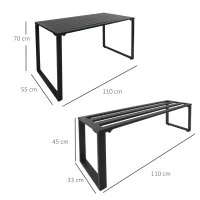 Outsunny 3Pcs Metal Beer Table Bench Set Patio Folding Picnic Desk Chair Garden Yard(m-3)