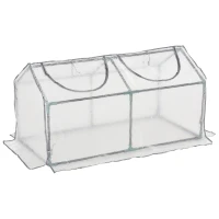 Outsunny Mini Greenhouse Portable Flower Planter Tomato Vegetable House for Garden Backyard with Zipper 120 x 60 x 60 cm, White(m-1)