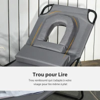 Outsunny Folding Sun Lounger Reclining Chair w/ Pillow Reading Hole Garden Beach(m-7)