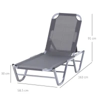 Outsunny Sun Lounger Relaxer Recliner w/ 5-Position Adjustable Backrest Pool Sun Bathing(m-3)