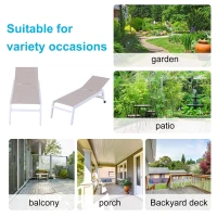 Outsunny Aluminium Garden Sun Lounger Padded Chaise Lounge Reclining Chair with Adjustable Backrest Bed Lounger with Wheels Texteline - White(m-8)