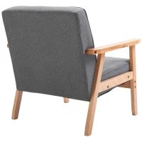 HOMCOM Minimalistic Wooden Frame Accent Chair, with Padded Seat - Dark Grey(m-6)