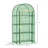 Outsunny Estufa de Jardim com 4 Prateleiras Metálicas Porta Enrolável e Cobertura de PE Estufa de Varanda para Cultivo de Plantas Flores 80x49x160cm Verde(m-3)