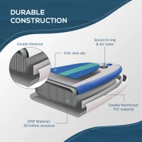 HOMCOM Soozier/HOMCOM Inflatable Stand Up Paddle Board with Durable Accessories SUP Carry Bag Non-Slip Deck Adj Paddle Pump Leash for Adults Kids Blue and White(m-14)