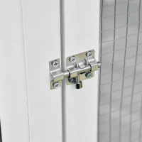 PawHut Pajarera de Madera Grande para Balcón Jardín con Múltiples Puertas Ventanas 2 Nidos de Pájaros 5 Barras y Techo Asfáltico 125x125x183 cm Gris Blanco y Negro(m-8)