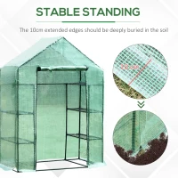 Outsunny Mini Greenhouse W/ Shelves, 143x73x195 cm-Dark Green(m-7)