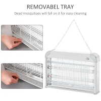 Outsunny Free Standing Wall Hanging 20W Electric Fly Mosquito Killer Electric Fly Zapper, Bug Zapper, Insect Killer, Grey(m-5)