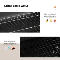 Outsunny Charcoal Grill BBQ Trolley with Adjustable Charcoal Grate, Garden Metal Smoker Barbecue with Shelf, Side Table, Wheels, Built-in Thermometer, Bottle Opener(m-5)