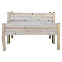 Outsunny 2-Piece Solid Fir Wood Plant Raised Bed Flower Vegetable Herb Grow Box Stand Garden  Step Planter Stand Free Combination(m-12)