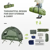 Outsunny 1 person Foldable Camping Tent w/Sleeping Bag Air Mattress Outdoor Hiking Picnic Bed cot w/Foot Pump(m-5)