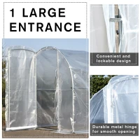 Outsunny Walk-in Polytunnel Greenhouse Garden Planting Shed Clear PE Cover 25mm Diameter Galvanised Steel Frame, 3L x 3W x 2Hm(m-7)