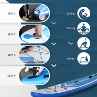 HOMCOM Soozier/HOMCOM Inflatable Stand Up Paddle Board with Durable Accessories SUP Carry Bag Non-Slip Deck Adj Paddle Pump Leash for Adults Kids Blue and White(m-13)