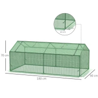 Outsunny Estufa de Jardim 180x90x70cm Estufa de Jardim com 2 Janelas Enroláveis Cobertura de PE e Estrutura de Metal Estufa para Cultivo de Plantas Flores Verde(m-3)