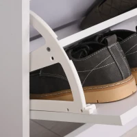 HOMCOM Wooden Shoe Rack Modern Storage Cabinet Cupboard with 4 Doors Hallway Furniture (Black)(m-11)