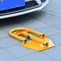 DURHAND Lockable Folding Parking Barrier w/ Red Reflective Sticker 3 Keys Car Parking Space Post Lock Manual Parking Blocker Steel(m-7)