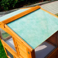 PawHut Rabbit Hutch Outdoor, Wooden Guinea Pig Hutch, Bunny House 2 Floors Pet  Cage, with Rabbit Run Ramp Sliding Tray 94 x 97 x 61 cm(m-9)