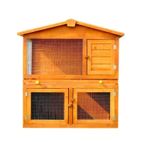 PawHut Rabbit Hutch Outdoor, Wooden Guinea Pig Hutch, Bunny House 2 Floors Pet  Cage, with Rabbit Run Ramp Sliding Tray 94 x 97 x 61 cm(m-8)