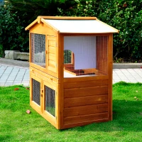 PawHut Rabbit Hutch Outdoor, Wooden Guinea Pig Hutch, Bunny House 2 Floors Pet  Cage, with Rabbit Run Ramp Sliding Tray 94 x 97 x 61 cm(m-6)
