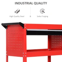 DURHAND 3-Tier Tool Trolley Cart Storage Shelf Roller Cabinet DIY Box Garage Workshop with Drawer Red(m-6)