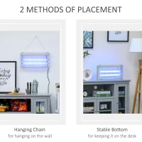 Outsunny Wall Hanging Bug Zapper, 30W Electric Fly Zapper Mosquito Killer, 60㎡ Coverage Insect Killer, Indoor Outdoor Use, Grey(m-6)