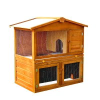 PawHut Rabbit Hutch Outdoor, Wooden Guinea Pig Hutch, Bunny House 2 Floors Pet  Cage, with Rabbit Run Ramp Sliding Tray 94 x 97 x 61 cm(m-11)